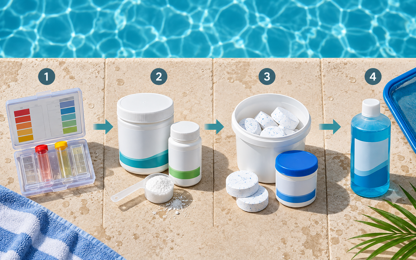 Qual a ordem correta para colocar os produtos na piscina?